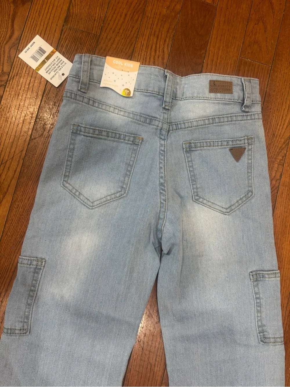 Girls Light Blue Embroidered Wide-Leg Jeans